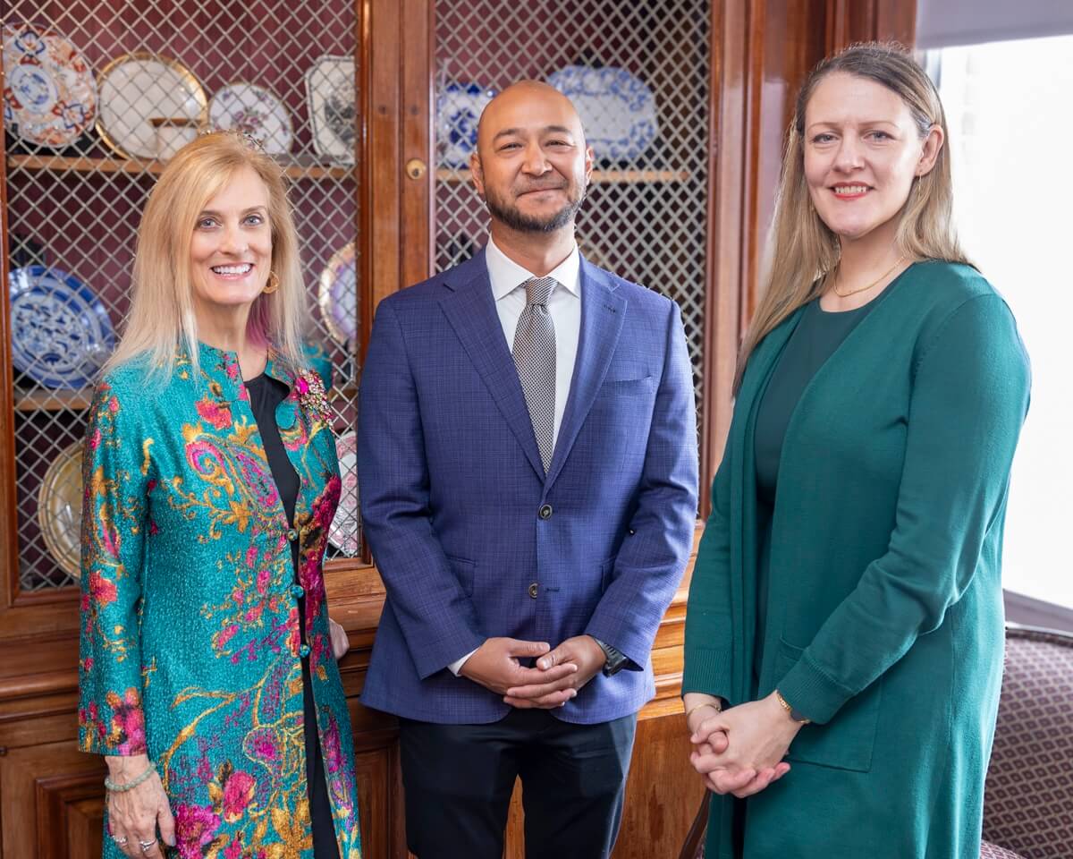 (Left to right) April Bedford, Brooklyn College Provost; Raj Darolia, Wendell H. Ford Professor of Public Policy and Economics at the University of Kentucky; and Brooklyn College President Michelle J. Anderson.