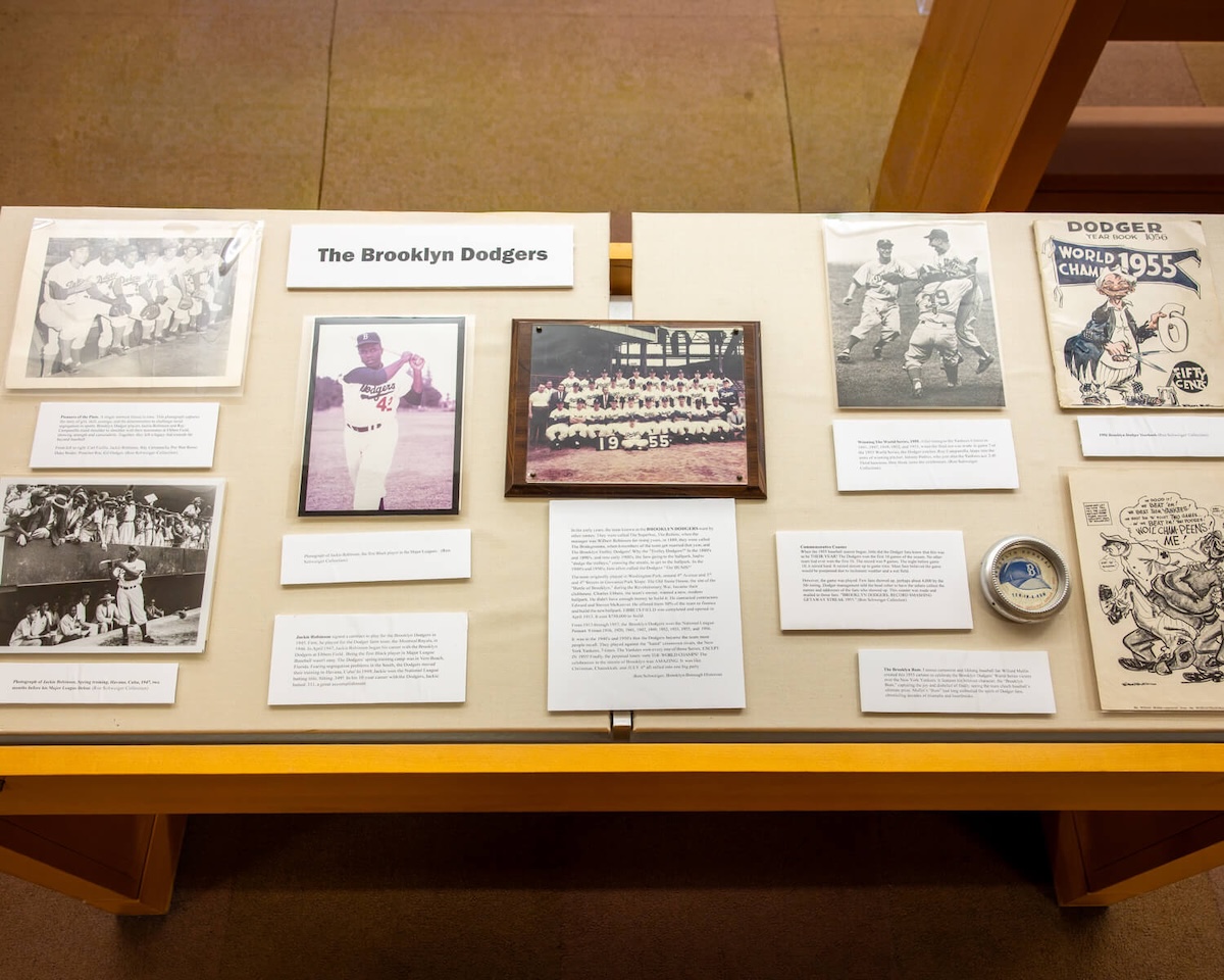 A large part of the exhibit highlights the Brooklyn Dodgers and explores the team's enduring impact on Brooklyn's identity, celebrating the players, fans, and historic moments that helped make the borough a cornerstone of baseball history. Visitors will find archival photos, fascinating facts, and even uniforms and caps.