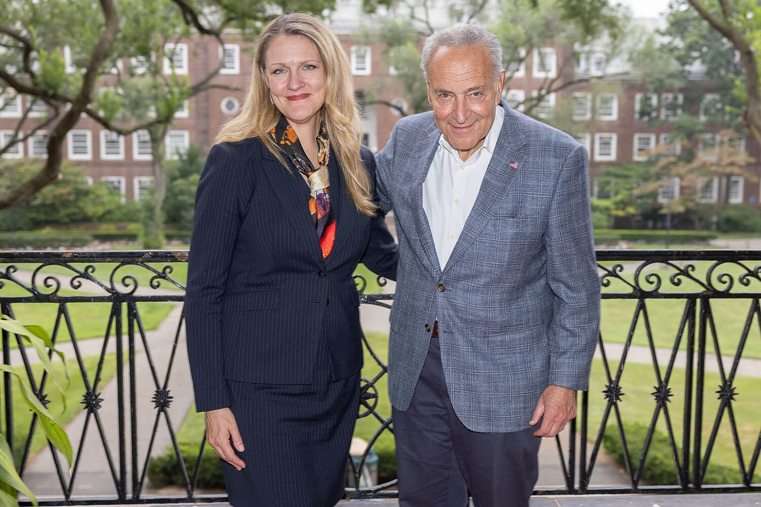 President Michelle J. Anderson welcomes Senate Majority Leader Charles E. Schumer to campus.
