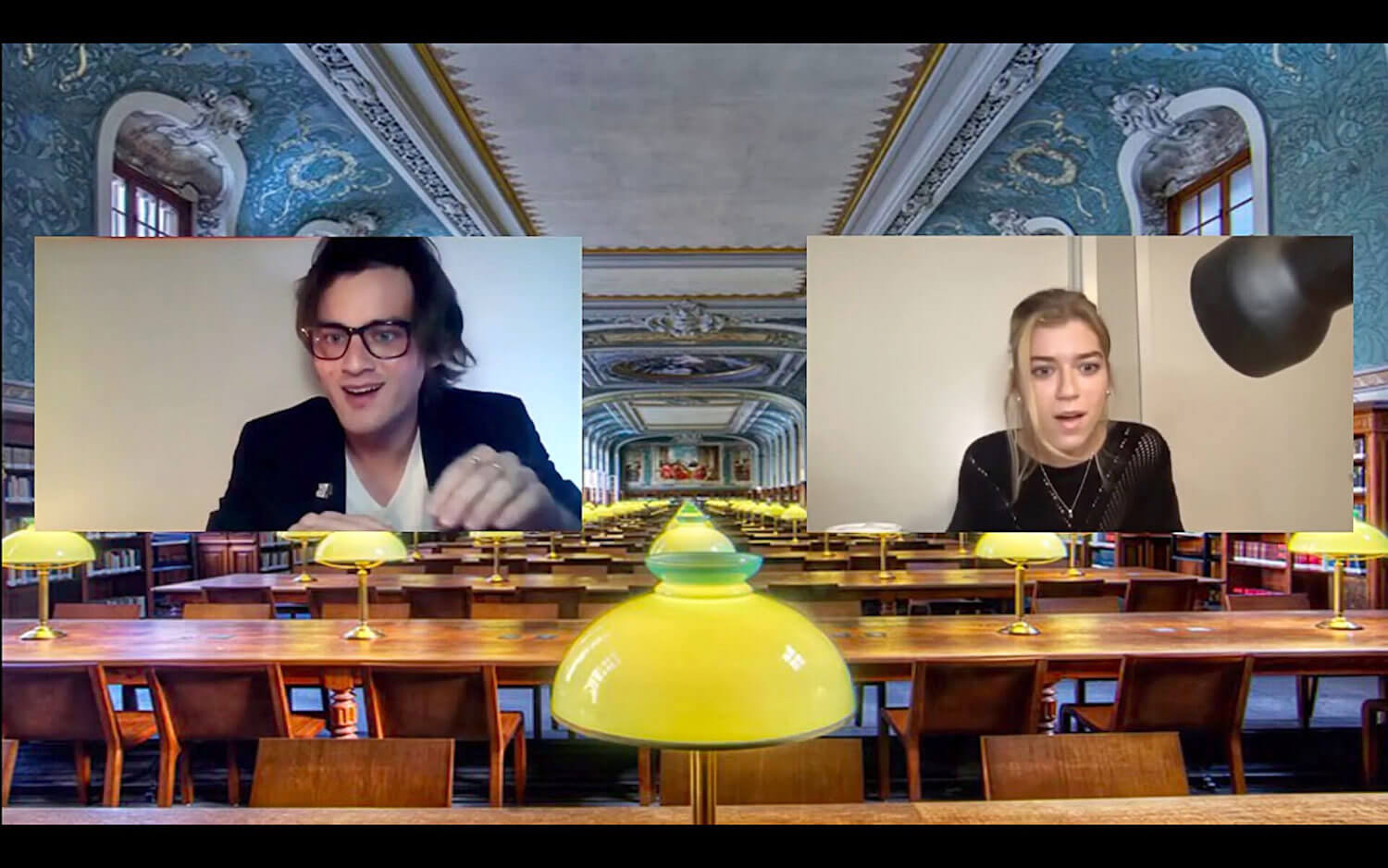 Joan of Arkansas by Sheri Wilner, directed by Zachary Diamond, one of seven short virtual plays in the 10-Minute Play Festival. The works were chosen and directed by undergraduate theater students mostly from the B.A. and B.F.A. theater programs. Credit: Craig Stokle