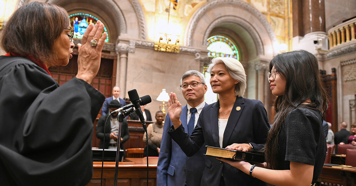 New York State Senator Iwen Chu was sworn in on January 4.