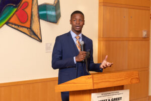 Earle, Arkansas Mayor Jaylen Smith speaks to youth at the “NextGen Transformational Leadership Program” event on July 18 at Brooklyn College.